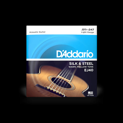 D'Addario EJ40 Silk and Steel Folk Acoustic Guitar Strings, Light Gauge, 11-47 Accessories_Strings D'Addario   