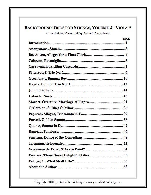 Background Trios for Strings Vol. 2 - Viola A Media Greenblatt & Seay   