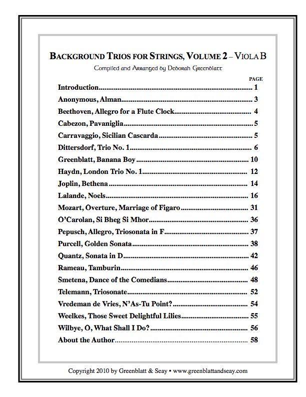 Background Trios for Strings Vol. 2 - Viola B Media Greenblatt & Seay   