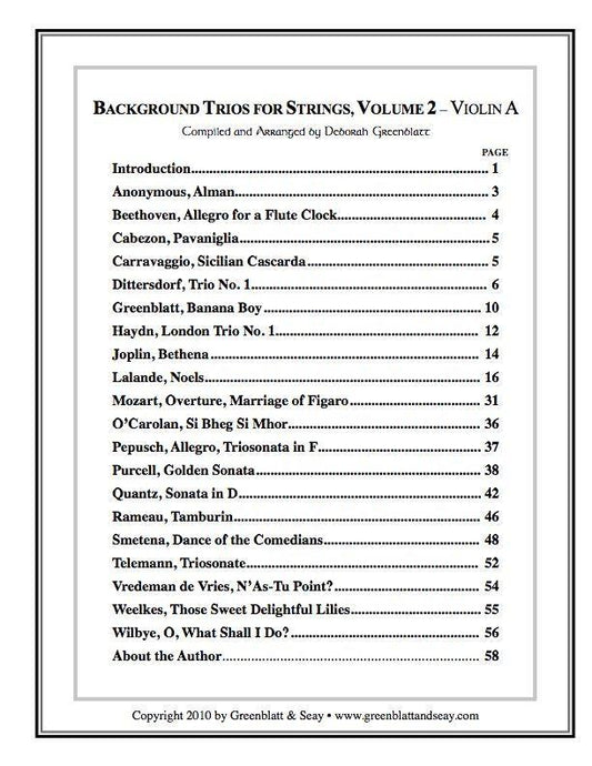 Background Trios for Strings Vol. 2 - Violin A Media Greenblatt & Seay   