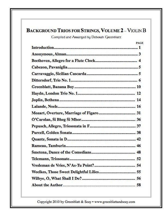 Background Trios for Strings Vol. 2 - Violin B Media Greenblatt & Seay   