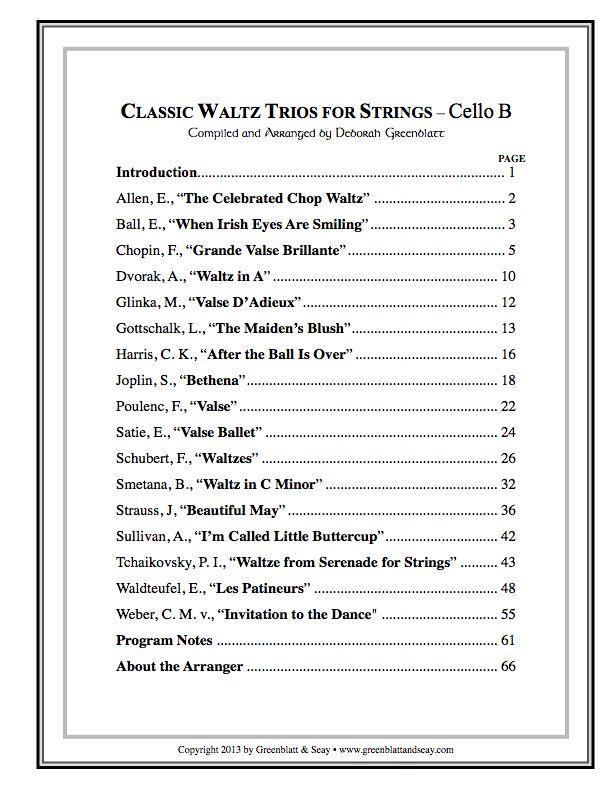 Classic Waltz Trios for Strings - Cello B Media Greenblatt & Seay   