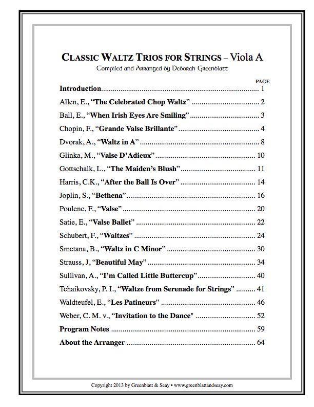 Classic Waltz Trios for Strings - Viola A Media Greenblatt & Seay   