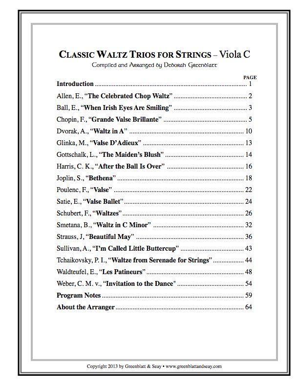 Classic Waltz Trios for Strings - Viola C Media Greenblatt & Seay   