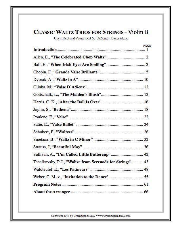 Classic Waltz Trios for Strings - Violin B Media Greenblatt & Seay   