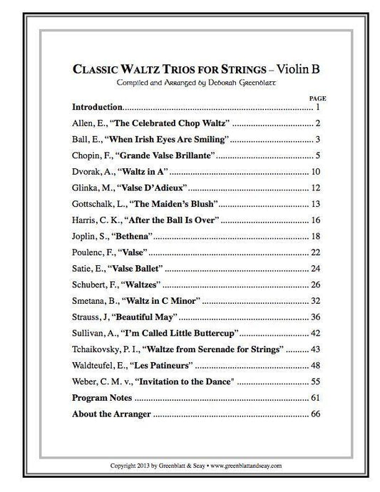 Classic Waltz Trios for Strings - Violin B Media Greenblatt & Seay   