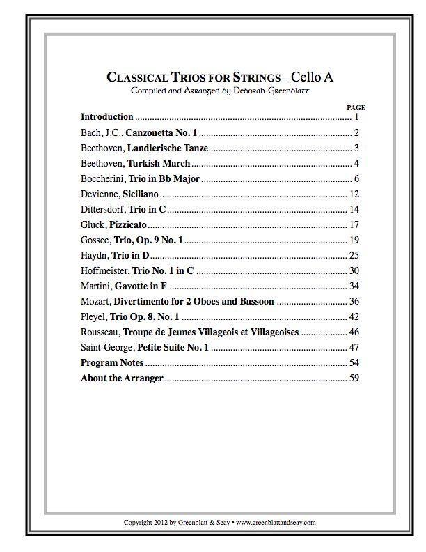 Classical Trios for Strings Cello A Media Greenblatt & Seay   