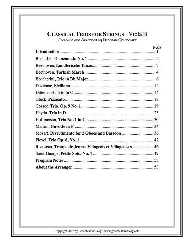 Classical Trios for Strings Viola B Media Greenblatt & Seay   