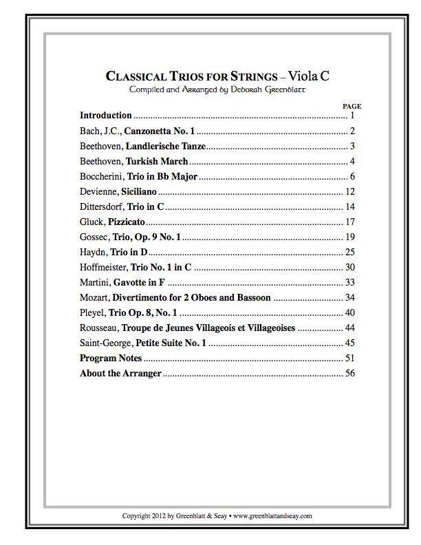 Classical Trios for Strings Viola C Media Greenblatt & Seay   