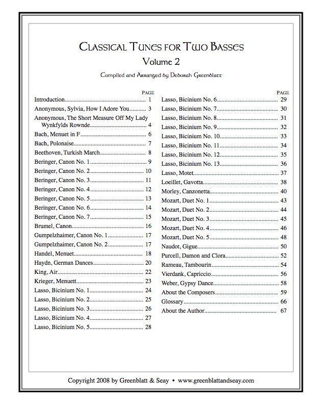 Classical Tunes for Two Basses, Volume 2 Media Greenblatt & Seay   