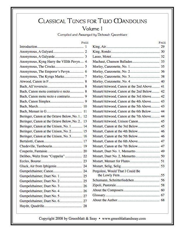 Classical Tunes for Two Mandolins, Volume 1 Media Greenblatt & Seay   