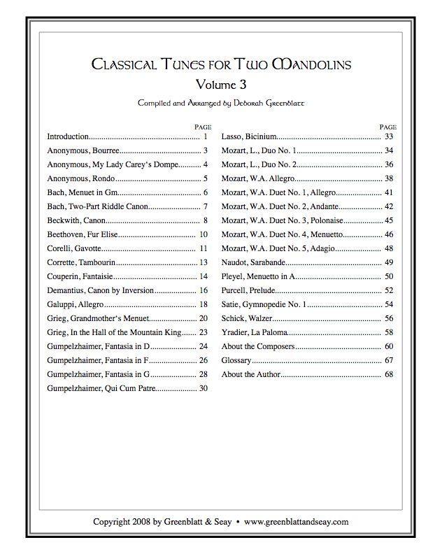 Classical Tunes for Two Mandolins, Volume 3 Media Greenblatt & Seay   