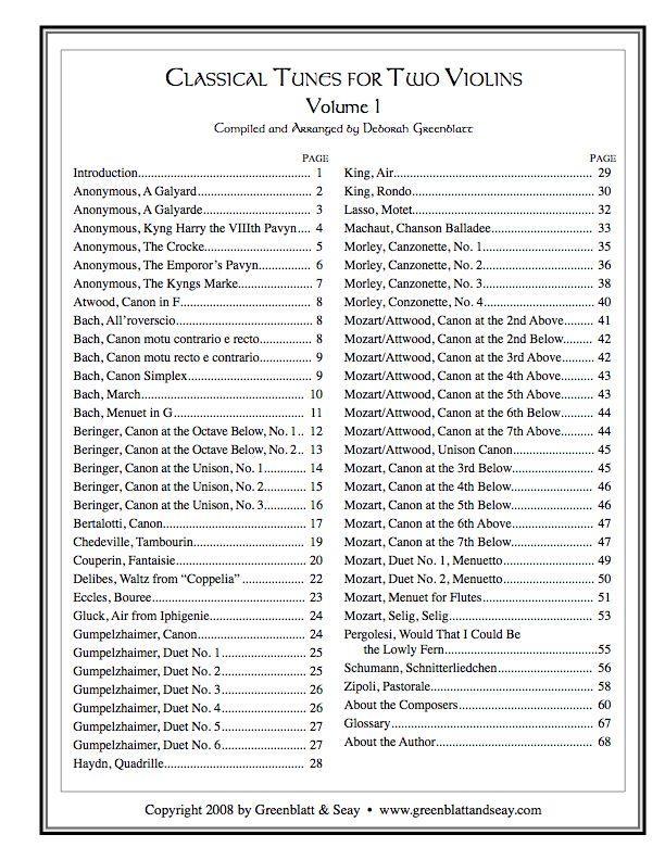 Classical Tunes for Two Violins, Volume 1 Media Greenblatt & Seay   