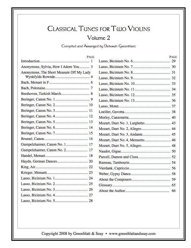 Classical Tunes for Two Violins, Volume 2 Media Greenblatt & Seay   
