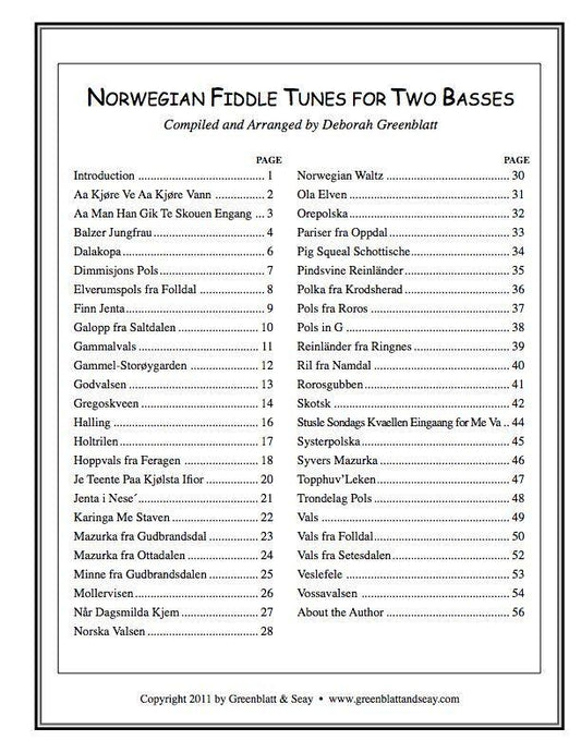 Norwegian Fiddle Tunes for Two Basses Media Greenblatt & Seay   