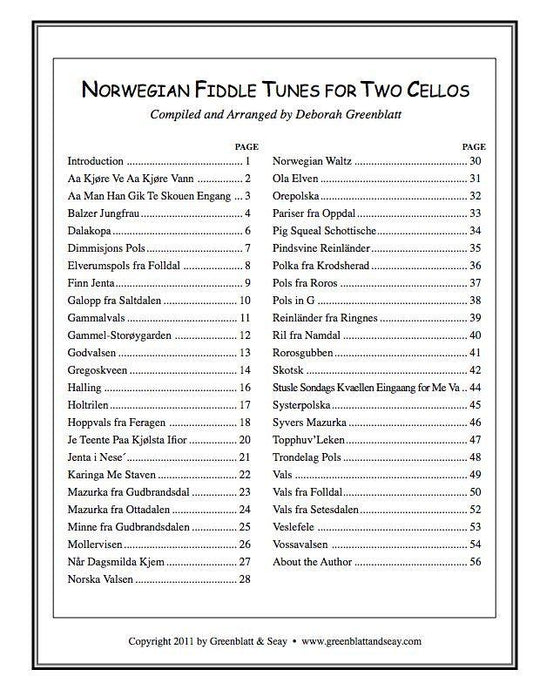Norwegian Fiddle Tunes for Two Cellos Media Greenblatt & Seay   