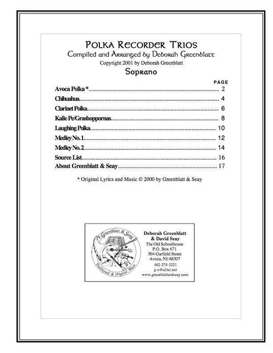 Polka Recorder Trios - Parts Media Greenblatt & Seay   