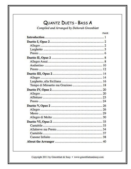 Quantz Duets - Bass A Media Greenblatt & Seay   