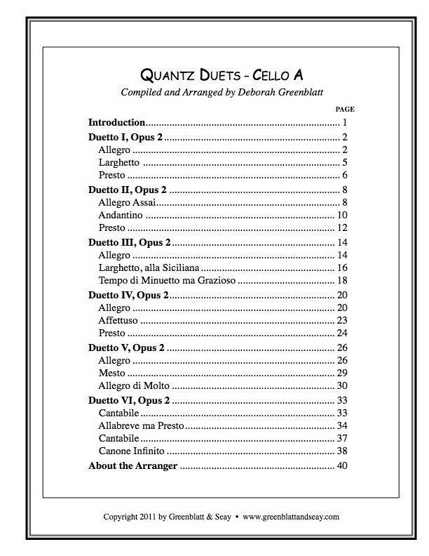 Quantz Duets - Cello A Media Greenblatt & Seay   