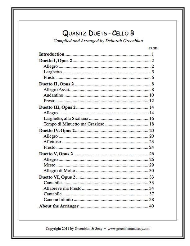 Quantz Duets - Cello B Media Greenblatt & Seay   