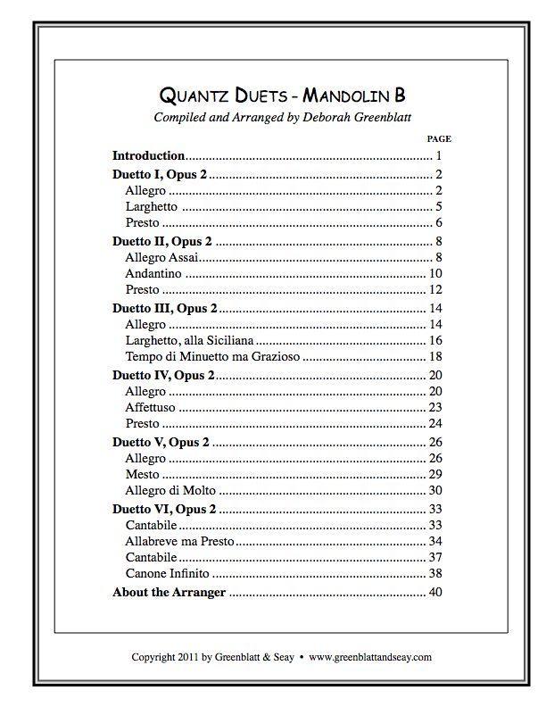 Quantz Duets - Mandolin B Media Greenblatt & Seay   