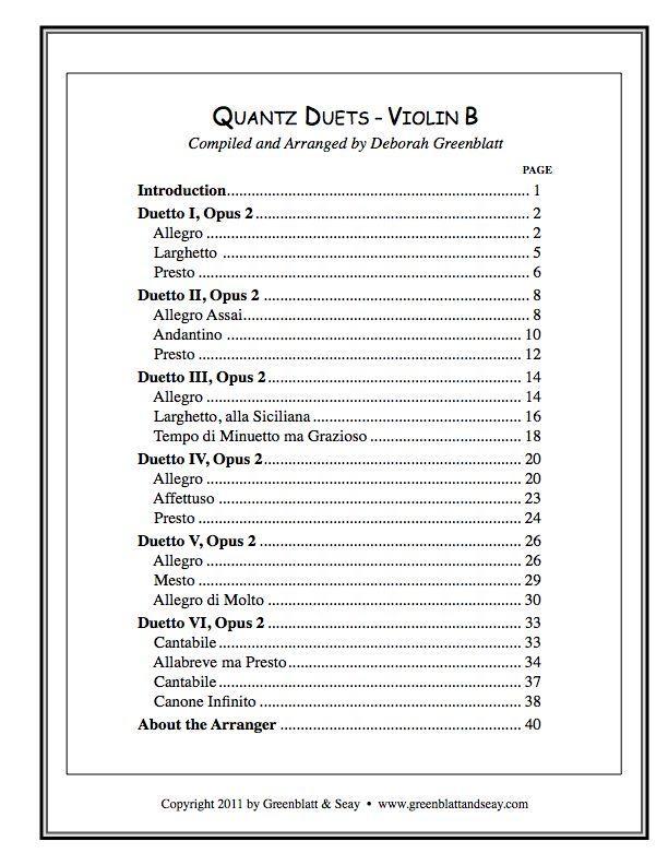 Quantz Duets - Violins B Media Greenblatt & Seay   