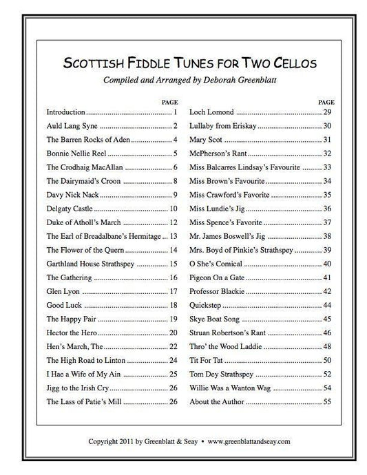 Scottish Fiddle Tunes for Two Cellos Media Greenblatt & Seay   