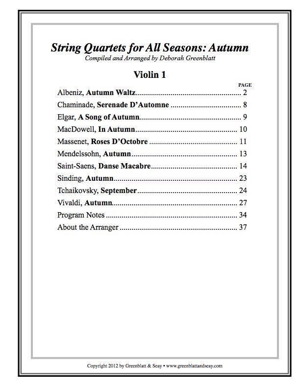 String Quartets for All Seasons: Autumn - Parts Media Greenblatt & Seay   