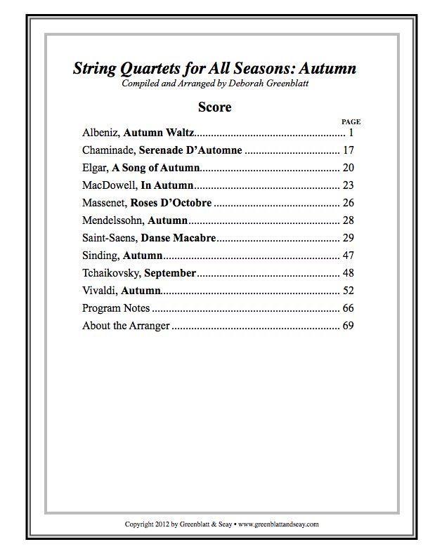 String Quartets for All Seasons: Autumn - Score Media Greenblatt & Seay   