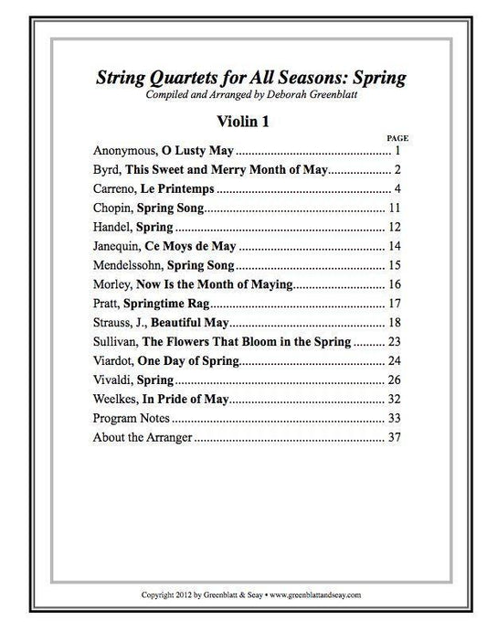 String Quartets for All Seasons: Spring - Parts Media Greenblatt & Seay   