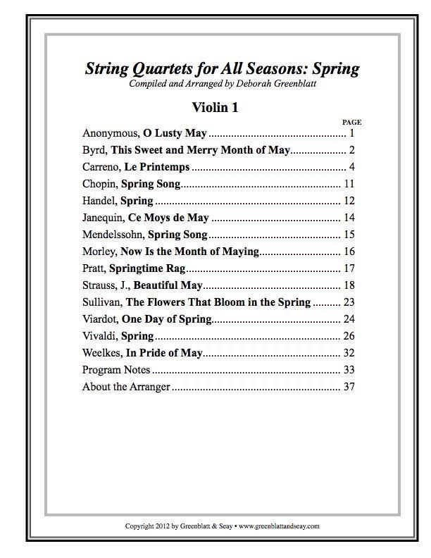 Spring Quater Instrument String Quartets for All Seasons: Spring - Parts – Lark in the Morning