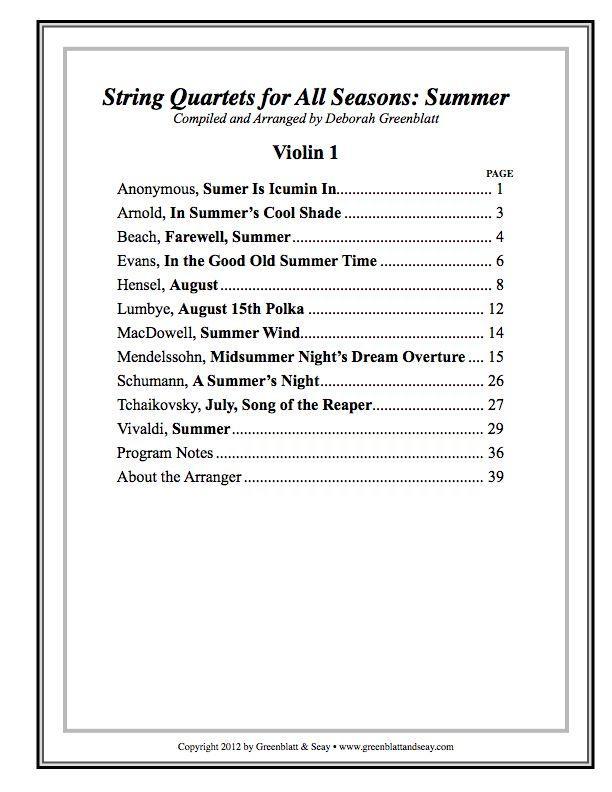 String Quartets for All Seasons: Summer - Parts Media Greenblatt & Seay   