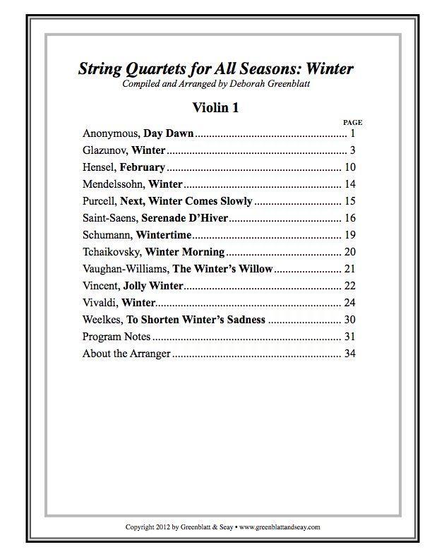 String Quartets for All Seasons: Winter - Parts Media Greenblatt & Seay   