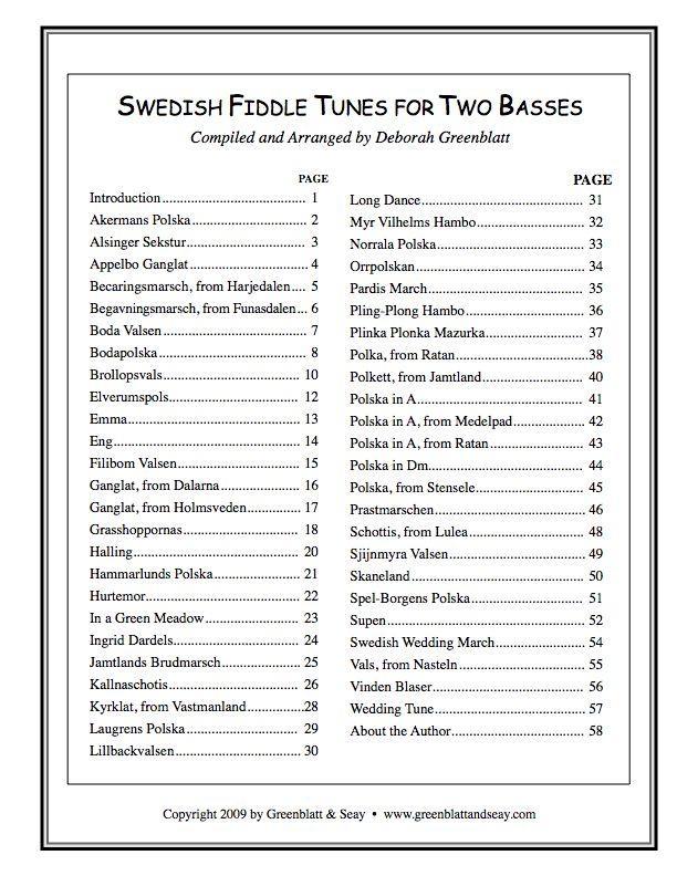 Swedish Fiddle Tunes for Two Basses Media Greenblatt & Seay   
