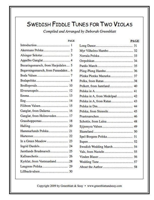 Swedish Fiddle Tunes for Two Violas Media Greenblatt & Seay   