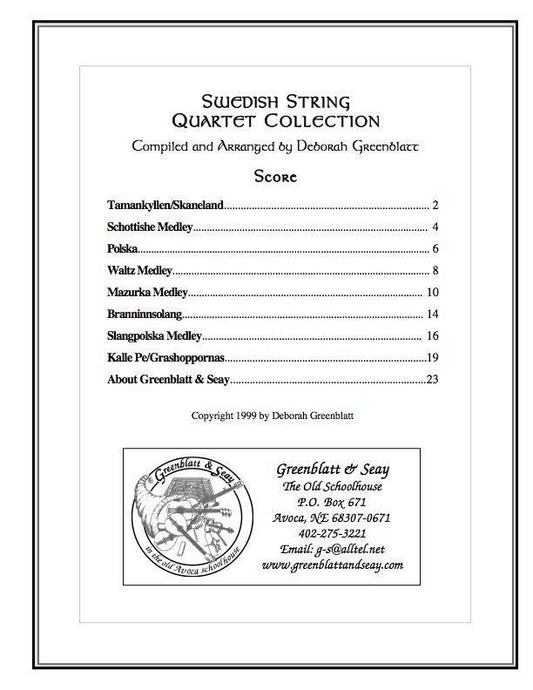 Swedish String Quartet Collection - Score Media Greenblatt & Seay   