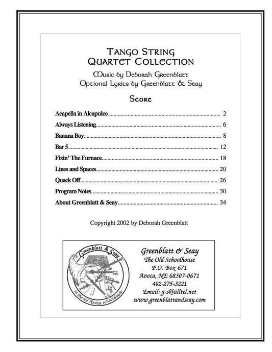 Tango String Quartet Collection - Score Media Greenblatt & Seay   