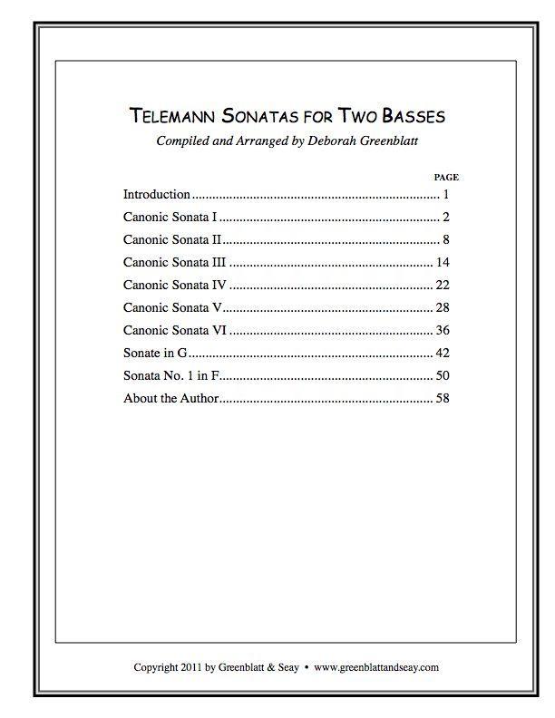 Telemann Sonatas for Two Basses Media Greenblatt & Seay   