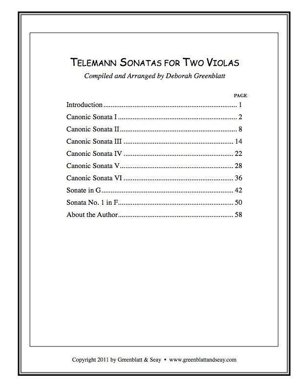 Telemann Sonatas for Two Violas Media Greenblatt & Seay   