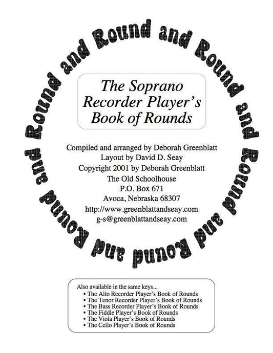 The Soprano Recorder Player's Book of Rounds Media Greenblatt & Seay   