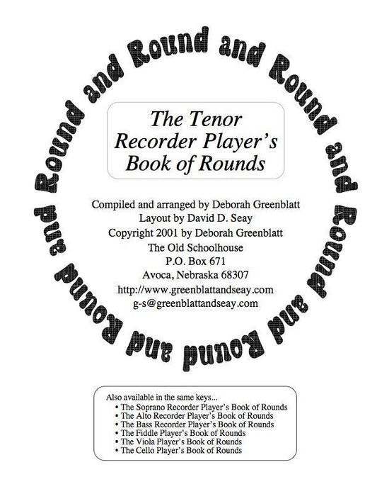 The Tenor Recorder Player's Book of Rounds Media Greenblatt & Seay   